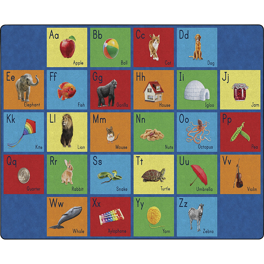 Flagship Carpets See My Alphabet Classroom Rug Floor Rug - 13.17 ft Length x 10.50 ft Width x 0.50" Thickness - Rectangle - Multicolor - Yarn - 1 Each (FA101958FS)