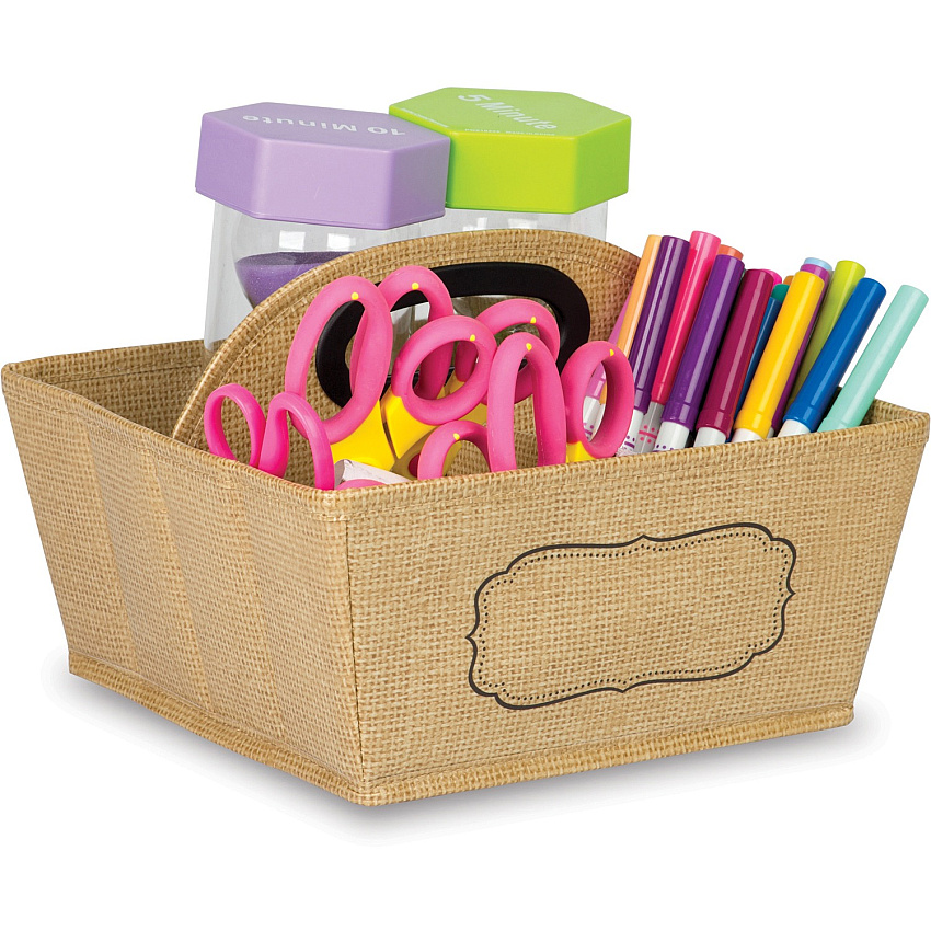 Teacher Created Resources Burlap Storage Caddy External Dimensions: 6" Length x 9" Width x 9" Height - Brown - For Marker, Calculator, Timer, Marker - 1 Each (20836)