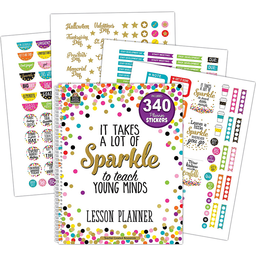 Teacher Created Resources Confetti Lesson Planner Academic - 40 Week - Wire Bound - Multi - 11" Height x 8.5" Width - Appointment Schedule, Event Planning Sheet - 1 Each (2152)