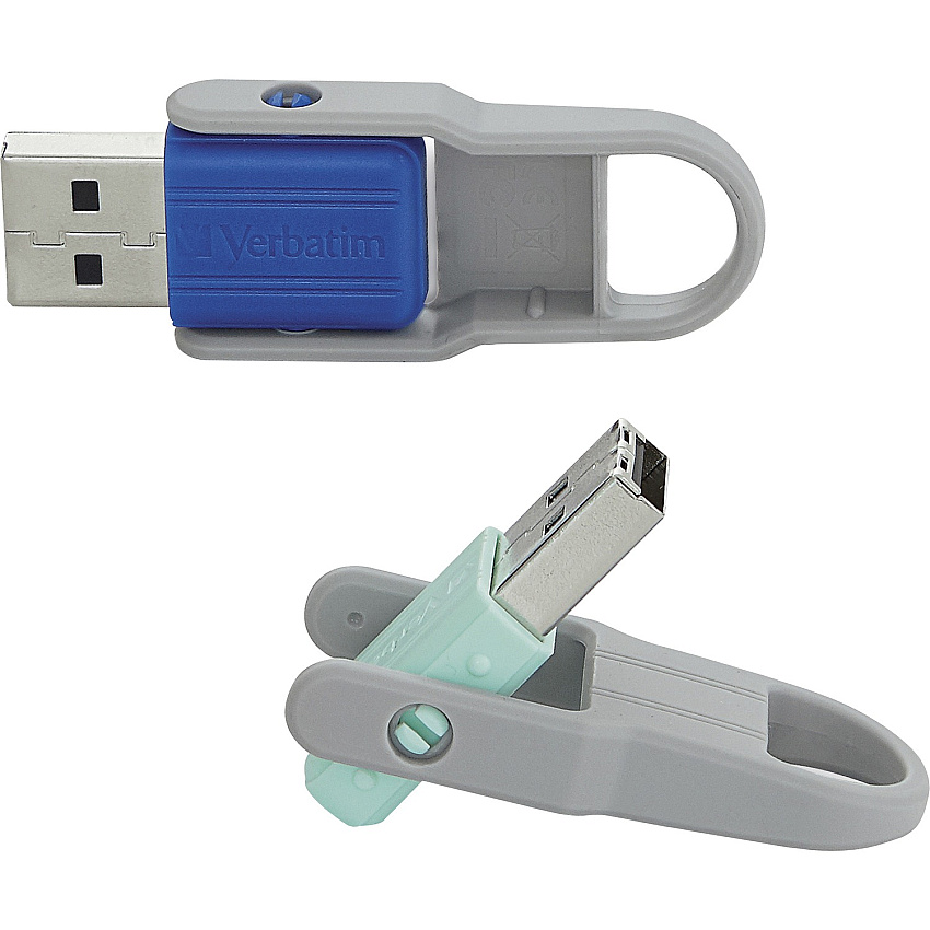 Microban 32GB Store 'n' Flip&reg; USB Flash Drive - 2pk - Blue, Mint 32 GB - USB 2.0 Type A - Blue, Mint - Lifetime Warranty - 2 / Pack (70061)