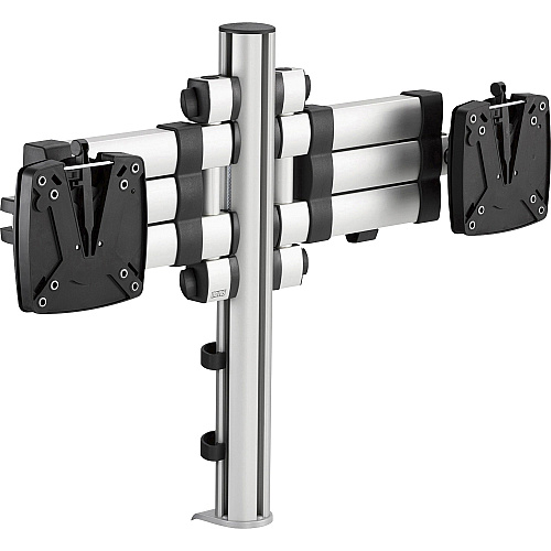 Novus TSS Duo 220+0260+000 Mounting Arm for Monitor - Silver, Black Height Adjustable - 2 Display(s) Supported - 48 lb Load Capacity - 75 x 100 - Aluminum, Steel, Plastic - 1 Carton (2200260000)