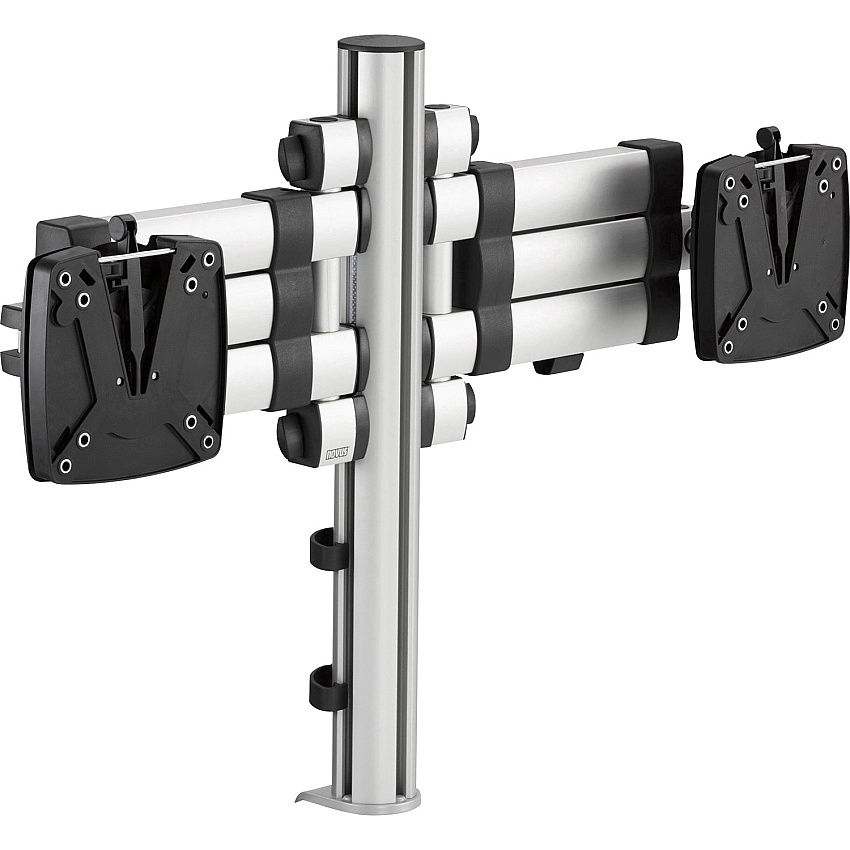 Novus TSS Duo 220+0260+000 Mounting Arm for Monitor - Silver, Black Height Adjustable - 2 Display(s) Supported - 48 lb Load Capacity - 75 x 100 - Aluminum, Steel, Plastic - 1 Carton (2200260000)