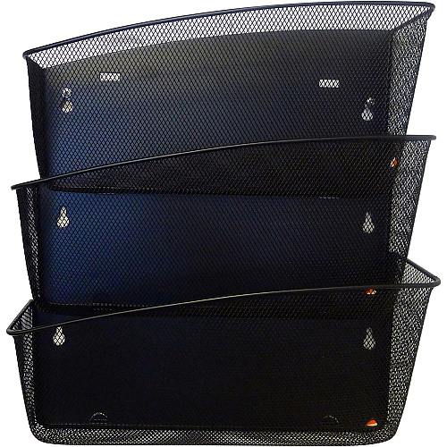 Alba Mesh Wall File Set 3 Pocket(s) - Compartment Size : 6.69" x 13.78" x 4.72" - 15.94" Height4.72" Depth x 13.78" Length - Black - Steel, Metal - 1 Each (MESHFILEN)