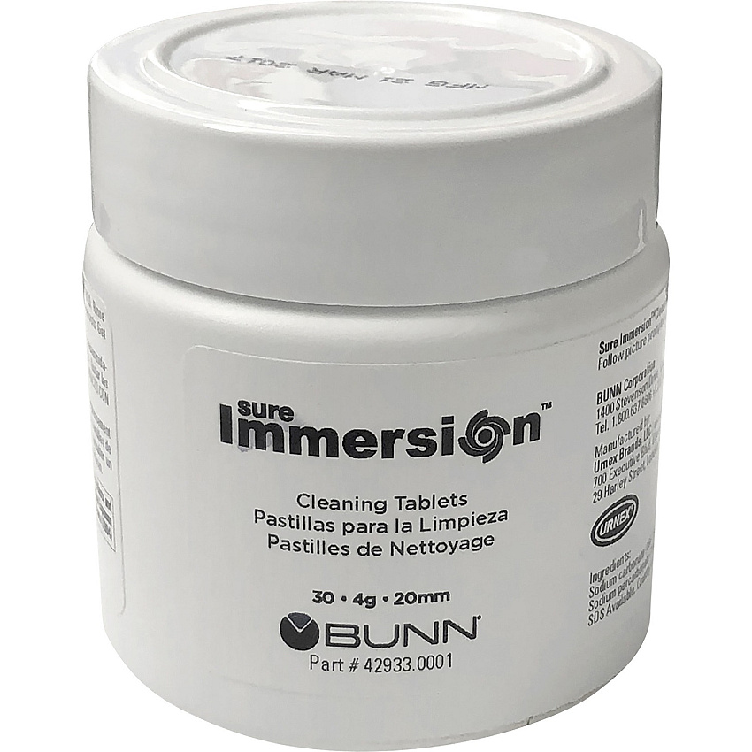 BUNN Sure Immersion Cleaning Tablets For Coffee Brewer - Assorted - 30/Jar - 1 Each (429330001)