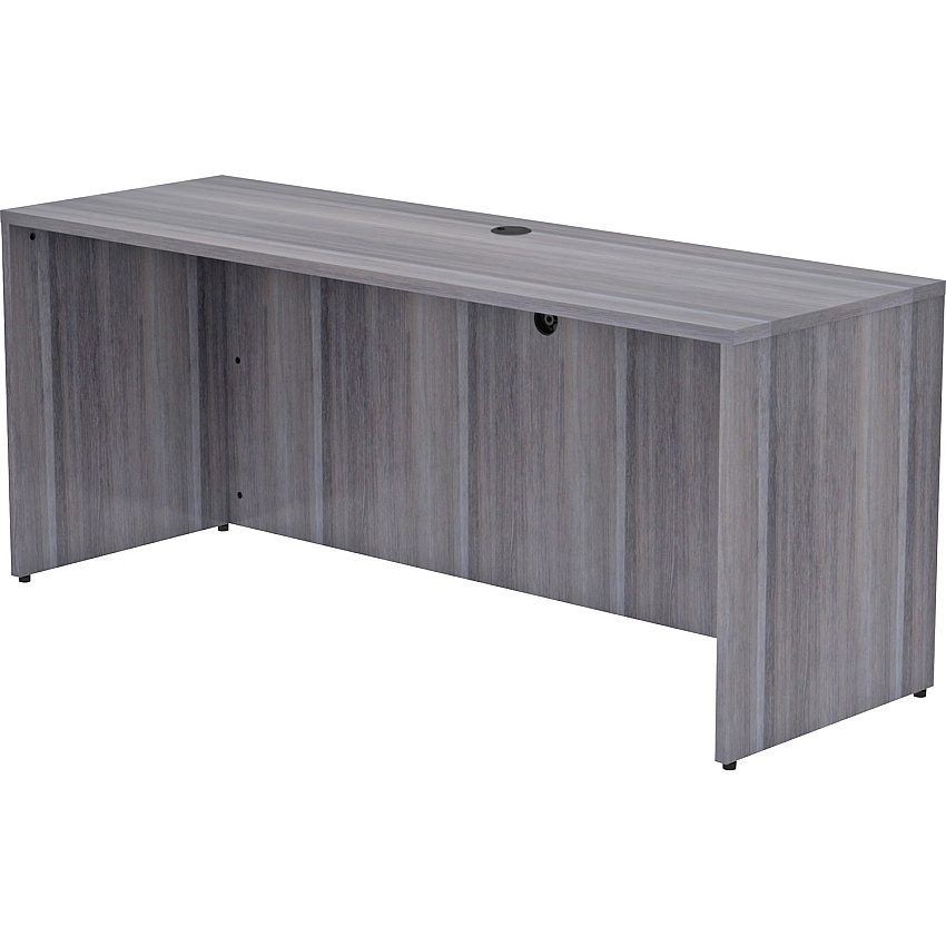 Lorell Essentials Series Credenza Shell 29.5" Height x 70.9" Width x 23.6" Depth - Laminate, Weathered Charcoal Table Top - Modesty Panel, Grommet, Durable, Adjustable Floor Guide (LLR69552)