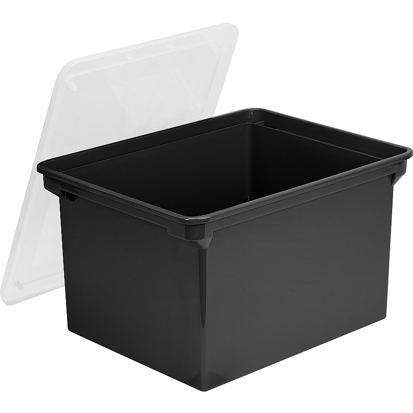 Storex Letter/Legal Tote Storage Box Internal Dimensions: 15.50" Length x 12.25" Width x 9.25" Height - External Dimensions: 18.3" Length x 13.9" Width x 10.6" Height - 45 lb - 9.25 gal - Media Size Supported: Legal, Letter - 3500 x Sheet, 300 (61528U04C)