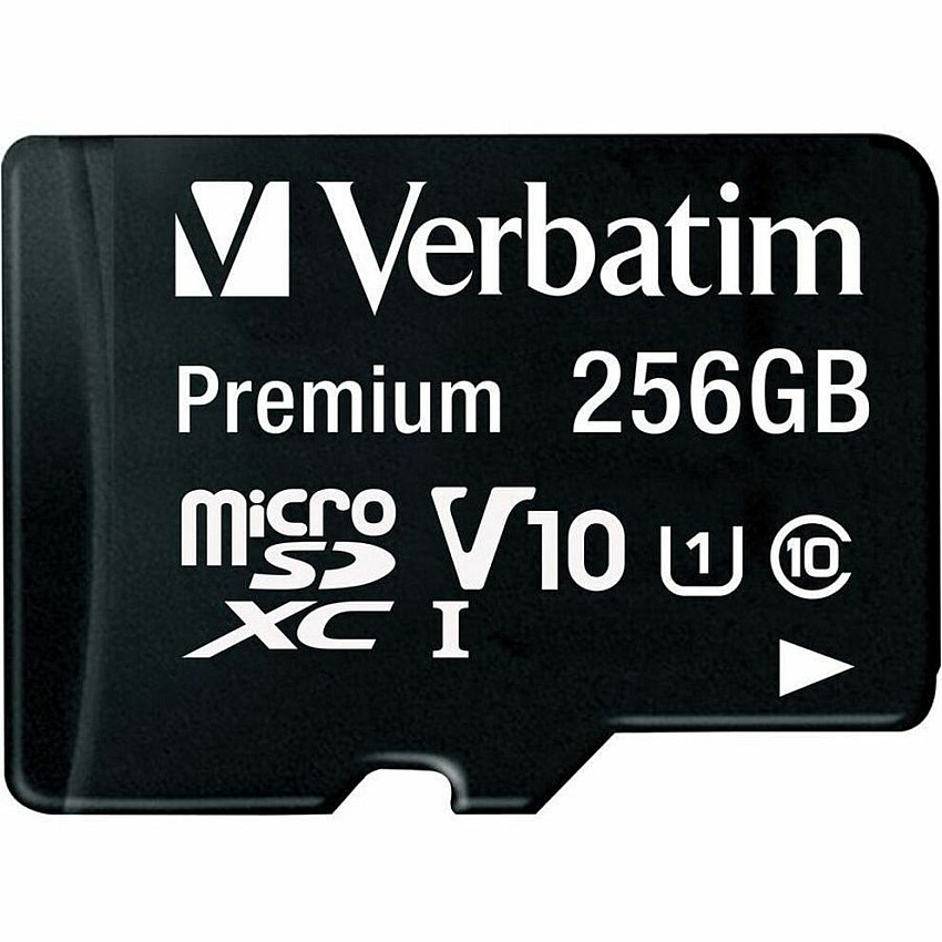 Verbatim Premium 256 GB Class 10/UHS-I (U1) microSDXC - 1 Pack 100 MB/s Read - Lifetime Warranty (70364)
