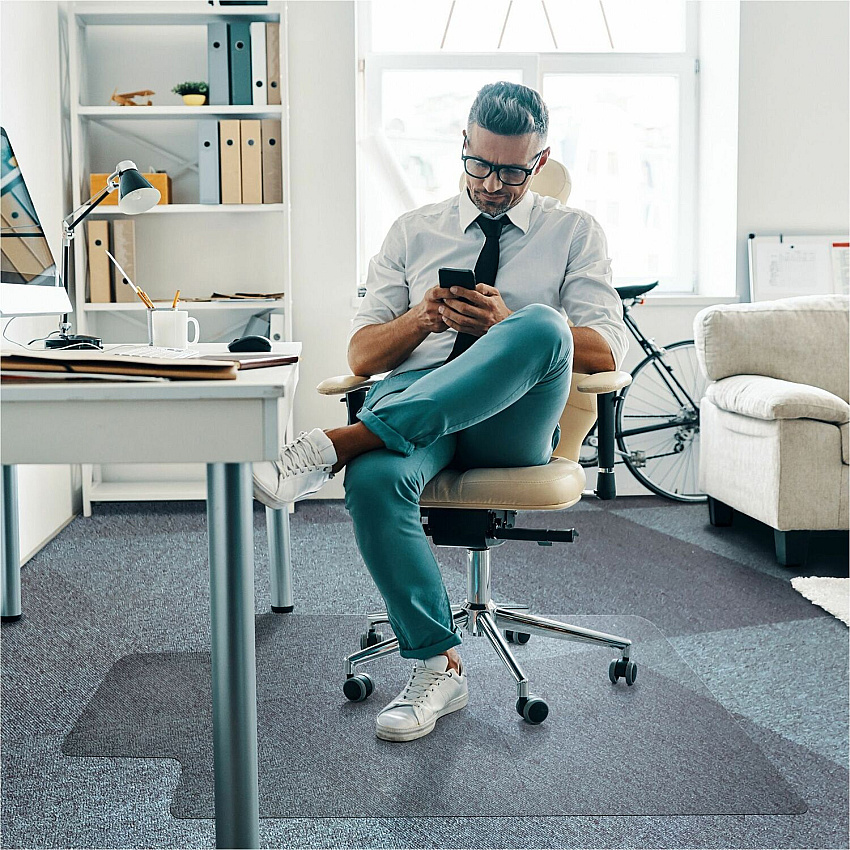 Floortex Polycarbonate Lipped Chair Mat for Carpets up to 1/2" - 35" x 47" 47" Length x 35" Width x 0.085" Depth x 0.085" Thickness - Lip Size 20" Length x 10" Width - Lipped - Polycarbonate - Clear - 1 Each - TAA Compliant (FC118923LR)
