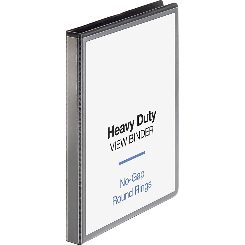 Business Source Heavy-duty View Binder 1/2" Binder Capacity - Letter - 8 1/2" x 11" Sheet Size - 125 Sheet Capacity - Fastener(s): Round Ring - Pocket(s): 2, Internal - Polypropylene, Chipboard - Black - Heavy Duty, Wrinkle-free, Gap-free Ring, (BSN19550)