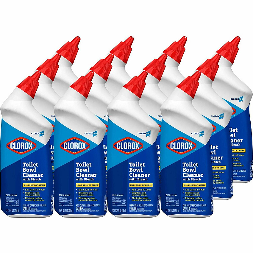 CloroxPro&trade; Toilet Bowl Cleaner with Bleach 24 fl oz (0.8 quart) - Fresh Scent - Disinfectant, Deodorize - Clear - 360 / Bundle (00031BD)