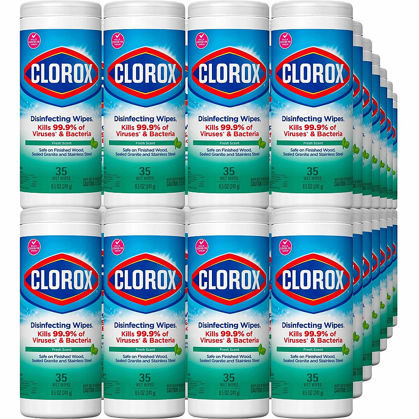 Clorox Disinfecting Cleaning Wipes Ready-To-Use - Fresh Scent - Anti-bacterial, Textured, Bleach-free - Green - 35/Tub - 840 / Pallet (01593PL)