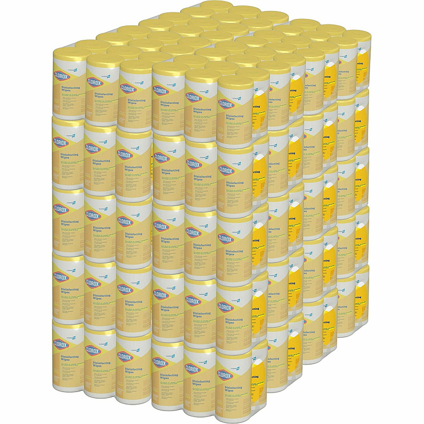 CloroxPro&trade; Disinfecting Wipes Ready-To-Use - Lemon Fresh Scent - Pre-moistened, Bleach-free, Phosphorous-free, Easy Tear, Easy to Use, Antibacterial - Yellow - 75/Tub - 240 / Bundle (15948BD)