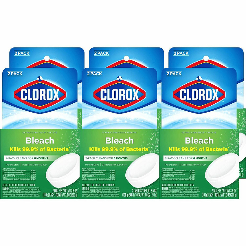 Clorox Ultra Clean Toilet Tablets Bleach 3.50 oz (0.22 lb) - Deodorize, Easy to Use - White - 2/Pack - 840 / Pallet (30024PL)