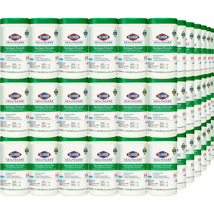 Clorox Healthcare Hydrogen Peroxide Cleaner Disinfectant Wipes 9" Length x 6.75" Width - Bleach-free, Antibacterial - White - 95/Tub - 450 / Pallet (30824PL)