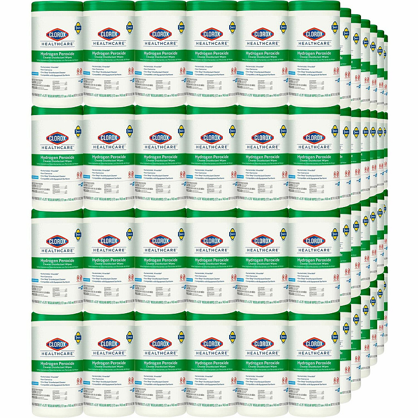 Clorox Healthcare Hydrogen Peroxide Cleaner Disinfectant Wipes 5.75" Length x 6.75" Width - Bleach-free, Antibacterial - White - 155/Tub - 450 / Pallet (30825PL)