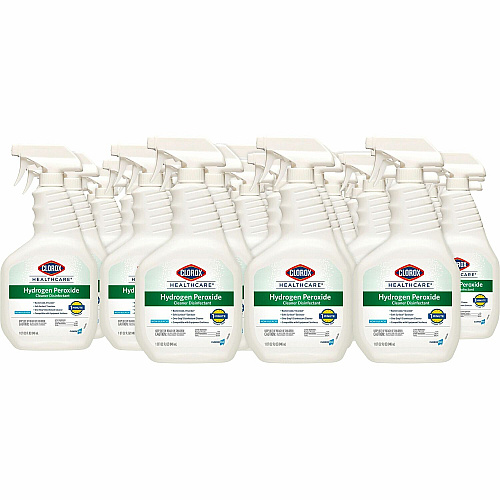 Clorox Healthcare Hydrogen Peroxide Cleaner Disinfectant Spray 32 fl oz (1 quart) - Bleach-free, Antibacterial - Clear - 216 / Bundle (30828BD)