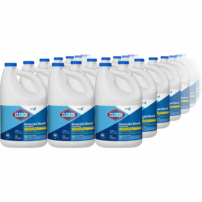 CloroxPro&trade; Germicidal Bleach Concentrate - 121 fl oz (3.8 quart) - Recommended For: Germs Remover - Disinfectant, Deodorize - Clear - 84 / Bundle (30966BD)