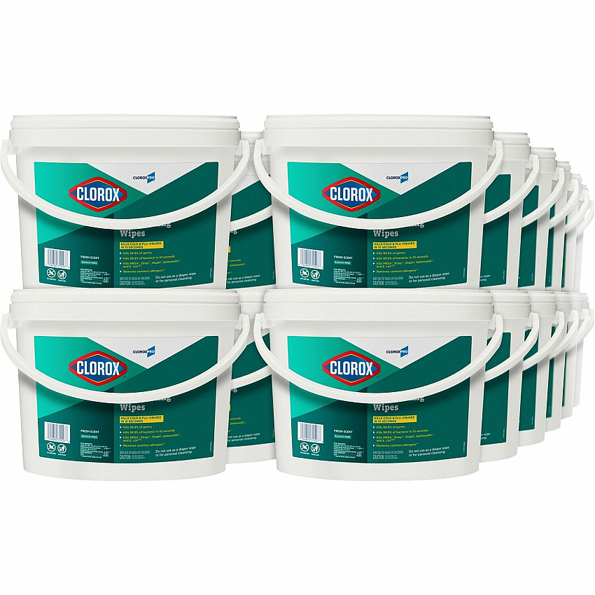 CloroxPro&trade; Disinfecting Wipes Ready-To-Use - Fresh Scent - Pre-moistened, Anti-bacterial, Textured - White - 700/Tub - 48 / Pallet (31547PL)