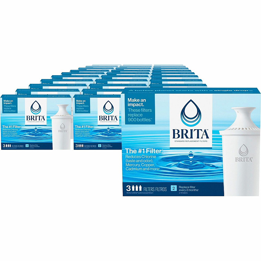 Brita Replacement Water Filter for Pitchers Dispenser - Pitcher - 40 gal Filter Life (Water Capacity)2 Month Filter Life (Duration) - 3/Pack - 336 / Bundle - Blue, White (35503BD)