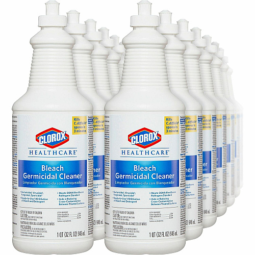 Clorox Healthcare Pull-Top Bleach Germicidal Cleaner Ready-To-Use - 32 fl oz (1 quart) - Anti-corrosive, Antibacterial, Disinfectant - White - 180 / Bundle (68832BD)