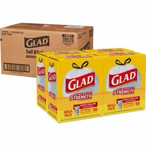 Glad ForceFlex Tall Kitchen Drawstring Trash Bags 13 Gallon Trash