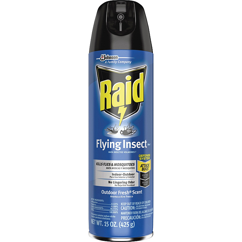 Raid Flying Insect Spray Spray - Kills Mosquitoes, Flies, Wasp, Hornet, Asian Ladybeetle, Yellow Jacket, Boxelder Bug, Fruit Fly, Gnats, Moths - 15 fl oz - Off White - 1 Each (300816)