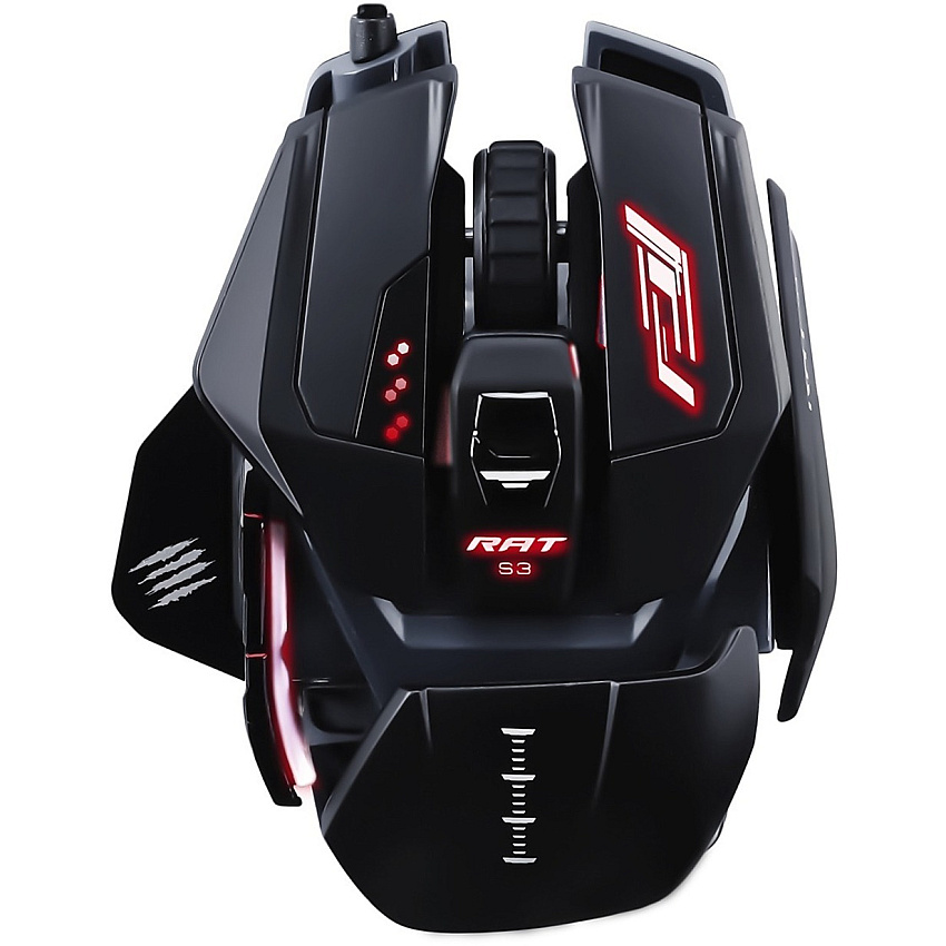 Mad Catz The Authentic R.A.T. Pro S3 Optical Gaming Mouse Optical - Cable - Black - 1 - USB 2.0 - 7200 dpi - Scroll Wheel - 8 Button(s) - Right-handed (MR03DCAMBL00)
