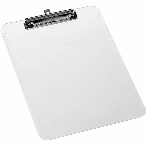 Business Source Flat Clip Clipboard 9" x 12" Sheet Size - Plastic - Clear - 1 Each (BSN01869)