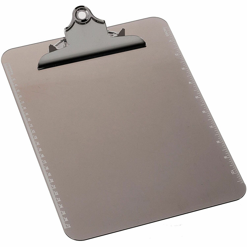 Business Source Spring Clip Plastic Clipboard 8 1/2" x 11" Sheet Size - Spring Clip - Plastic - Smoke - 1 Each (BSN01861)