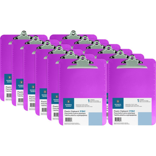 Business Source Spring Clip Plastic Clipboard (01862BX)