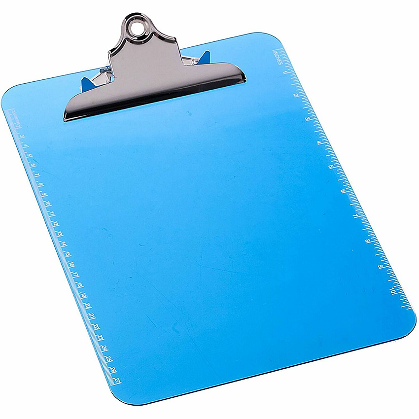 Business Source Spring Clip Plastic Clipboard 8 1/2" x 11" Sheet Size - Spring Clip - Plastic - Blue - 12 / Box (BSN01863BX)