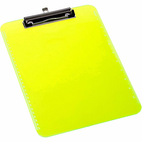 Business Source Flat Clip Clipboard 9" x 12" Sheet Size - Plastic - Neon Green - 6 / Bundle (BSN01867BD)