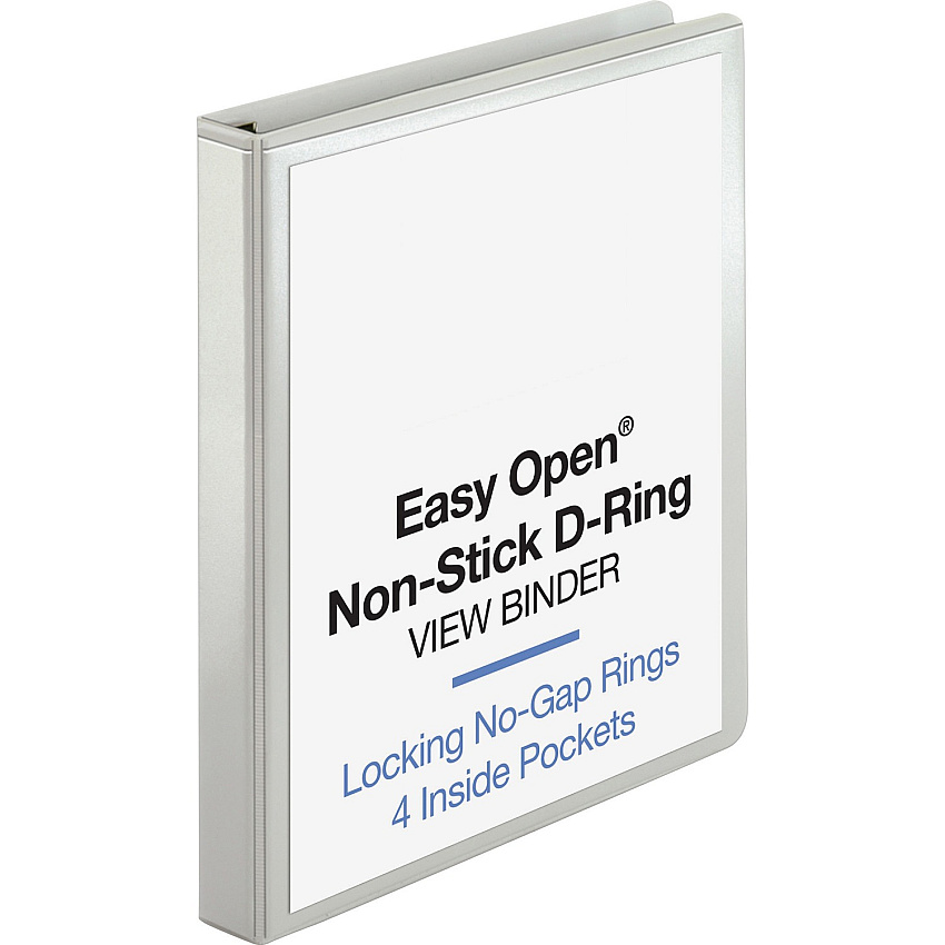 Business Source Locking D-Ring View Binder 1" Binder Capacity - Letter - 8 1/2" x 11" Sheet Size - 200 Sheet Capacity - Fastener(s): D-Ring - Pocket(s): 4, Inside Front & Back - Polypropylene, Chipboard - White - Recycled - Non-glare, Acid-free (BSN26955)