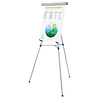 Universal 3-Leg Telescoping Easel with Pad Retainer, Adjusts 34" to 64", Aluminum, Silver (UNV43050)