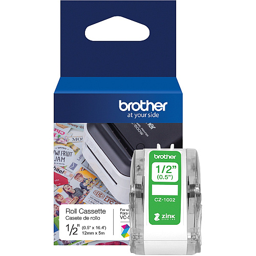 Brother Multipurpose Label 1/2" Width - Zero Ink (ZINK) - Paper - Water Resistant - 1 Each (CZ1002)