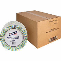 Genuine Joe 9" Printed Paper Plates Disposable - 9" Diameter - Assorted - 125/Pack - 4 / Carton (GJO10320CT)