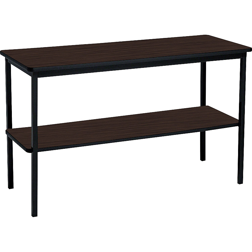 Iceberg Utility Table Walnut Laminate Rectangle Top - Powder Coated Black Base - 500 lb Capacity - 48" Table Top Length x 18" Table Top Width x 0.75" Table Top Thickness - 30" Height - Assembly Required - 1 Each (69124)