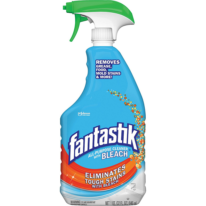 fantastik&reg; All-purpose Cleaner with Bleach 32 fl oz (1 quart) - Fresh Clean Scent - Anti-bacterial - Clear - 8 / Carton (308685CT)