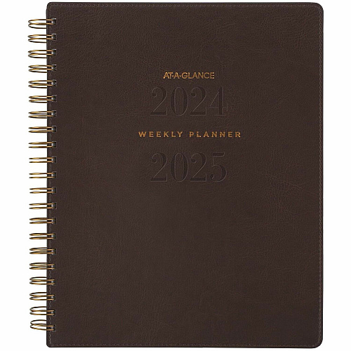 AT-A-GLANCE Signature Collection Academic Weekly/Monthly Planners, 11.5 x 8, Distressed Brown Cover, 13-Month: July 2025 to July 2026 (YP905A09)