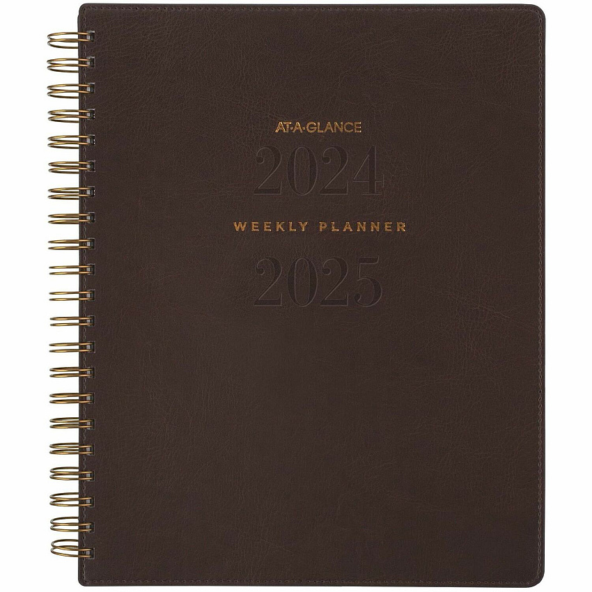 AT-A-GLANCE Signature Collection Academic Weekly/Monthly Planners, 11.5 x 8, Distressed Brown Cover, 13-Month: July 2025 to July 2026 (YP905A09)