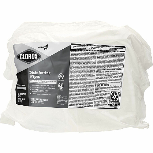 CloroxPro&trade; Disinfecting Wipes For Multipurpose - Fresh Scent - 7" Length x 7" Width - Bleach-free, Pre-moistened, Antibacterial - White - 700/Bag - 1 Each (31428)