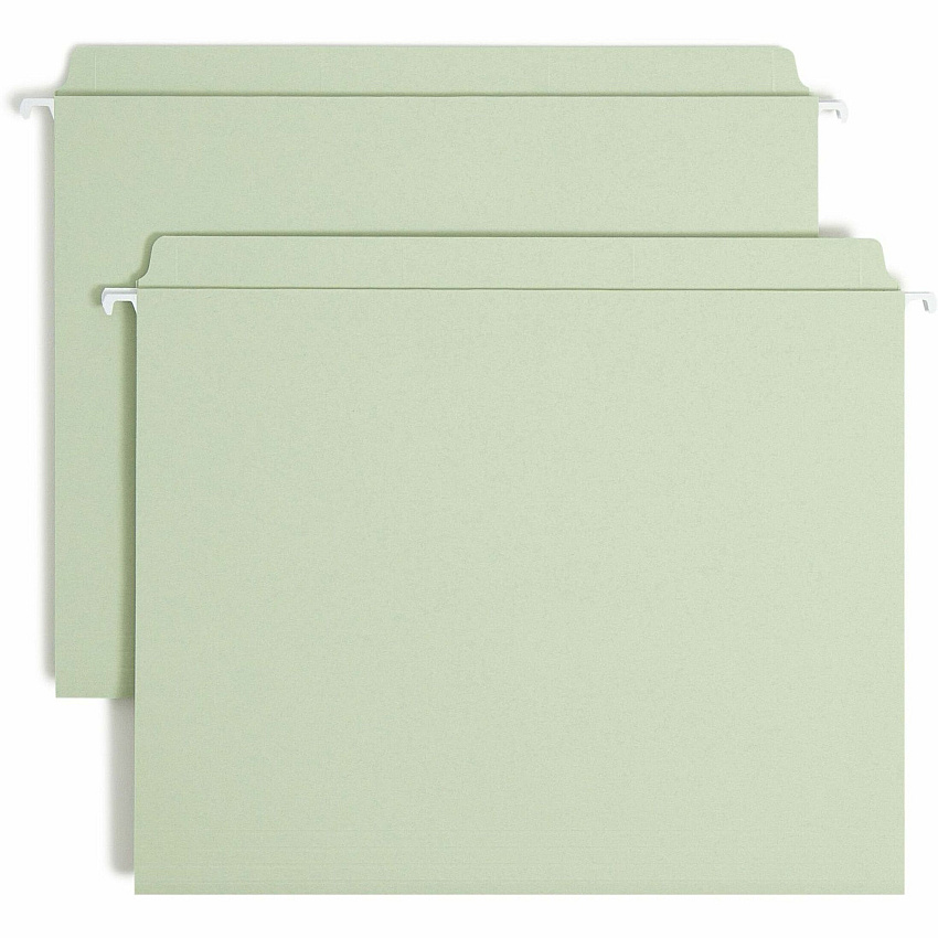 Smead FasTab Straight Tab Cut Letter Recycled Hanging Folder 8 1/2" x 11" - Assorted Tab Position - 11 pt. - Moss - 10% Recycled - 20 / Box (64101)