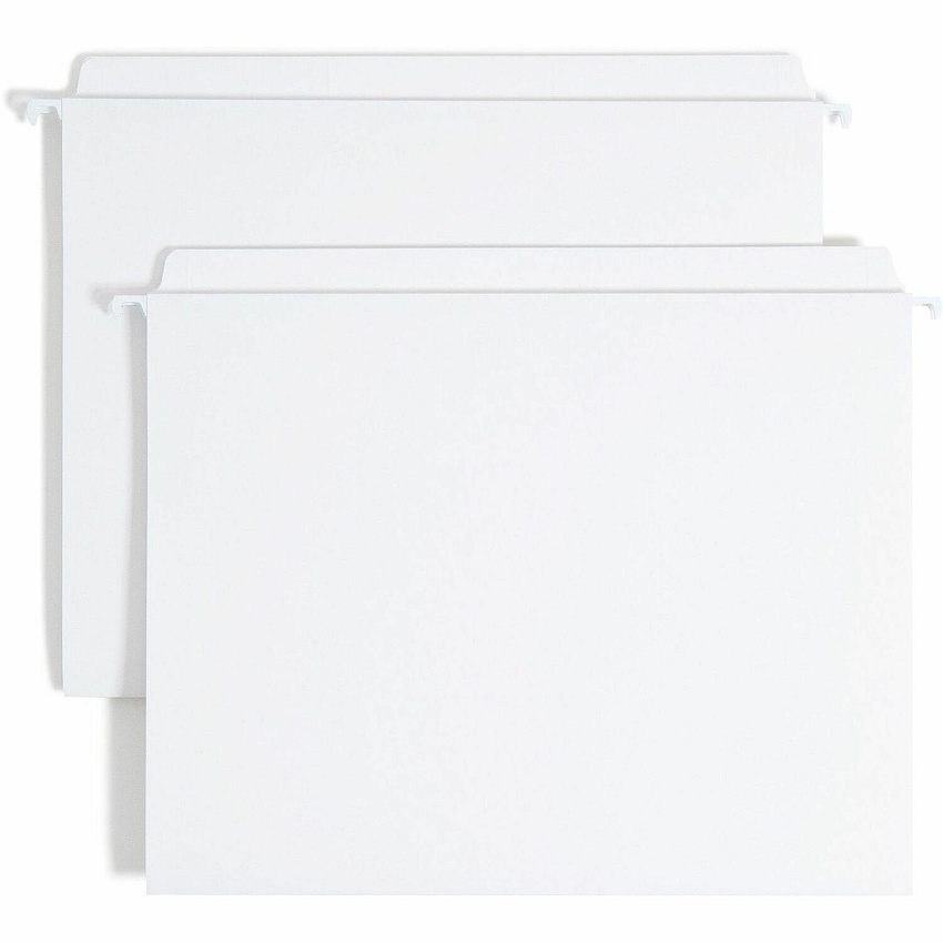 Smead FasTab Straight Tab Cut Letter Recycled Hanging Folder 8 1/2" x 11" - Assorted Tab Position - 11 pt. - White - 10% Recycled - 20 / Box (64102)