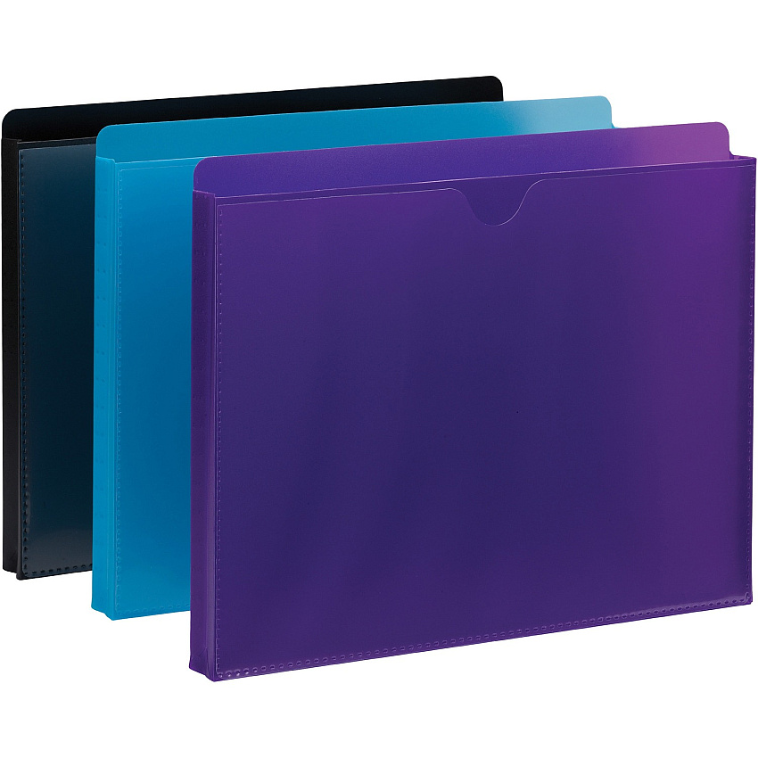 Smead Straight Tab Cut Letter File Jacket 8 1/2" x 11" - 1" Expansion - Purple, Teal, Black - 6 / Pack (89612)