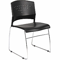 Boss Black Stack Chair With Chrome Frame, 1Pc Pack Black Seat Color - Polypropylene Seat Material - Black Back Color - Polypropylene Back Material - Chrome Frame Material - Sled Base - 1 Each (B1400BK1)