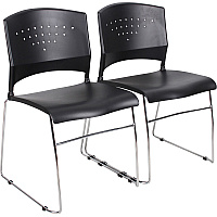 Boss Black Stack Chair With Chrome Frame 2 Pcs Pack Black Seat Color - Polypropylene Seat Material - Black Back Color - Polypropylene Back Material - Chrome Frame Material - Sled Base - 2 / Carton (B1400BK2)