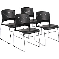 Boss Black Stack Chair With Chrome Frame 4 Pcs Pack Black Seat Color - Polypropylene Seat Material - Black Back Color - Polypropylene Back Material - Chrome Frame Material - Sled Base - 4 / Carton (B1400BK4)