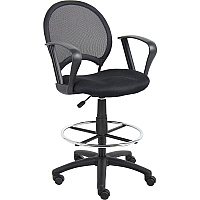 Boss Mesh Drafting Stool W/ Loop Arms Black Seat Color - Mesh Fabric Seat Material - Black Back Color - Mesh, Metal, Ballistic Nylon Back Material - 5-star Base - Armrest - 1 Each (B16217)
