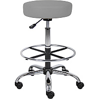 Boss Caressoft Medical/Drafting Stool Gray Seat Color - Vinyl, Foam Seat Material - Chrome Frame Color - 5-star Base - 1 Each (B16240GY)