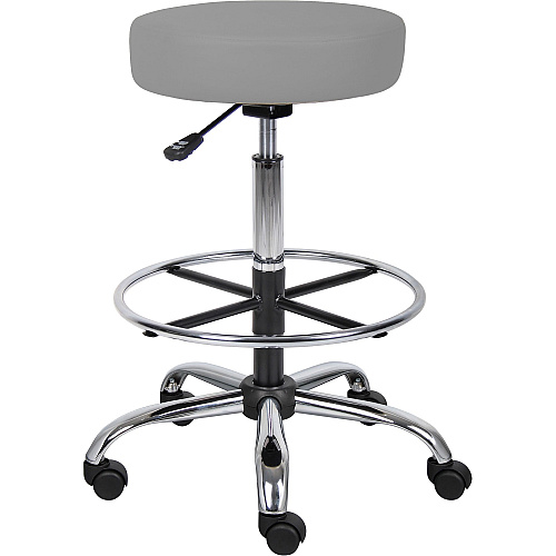Boss Caressoft Medical/Drafting Stool Gray Seat Color - Vinyl, Foam Seat Material - Chrome Frame Color - 5-star Base - 1 Each (B16240GY)